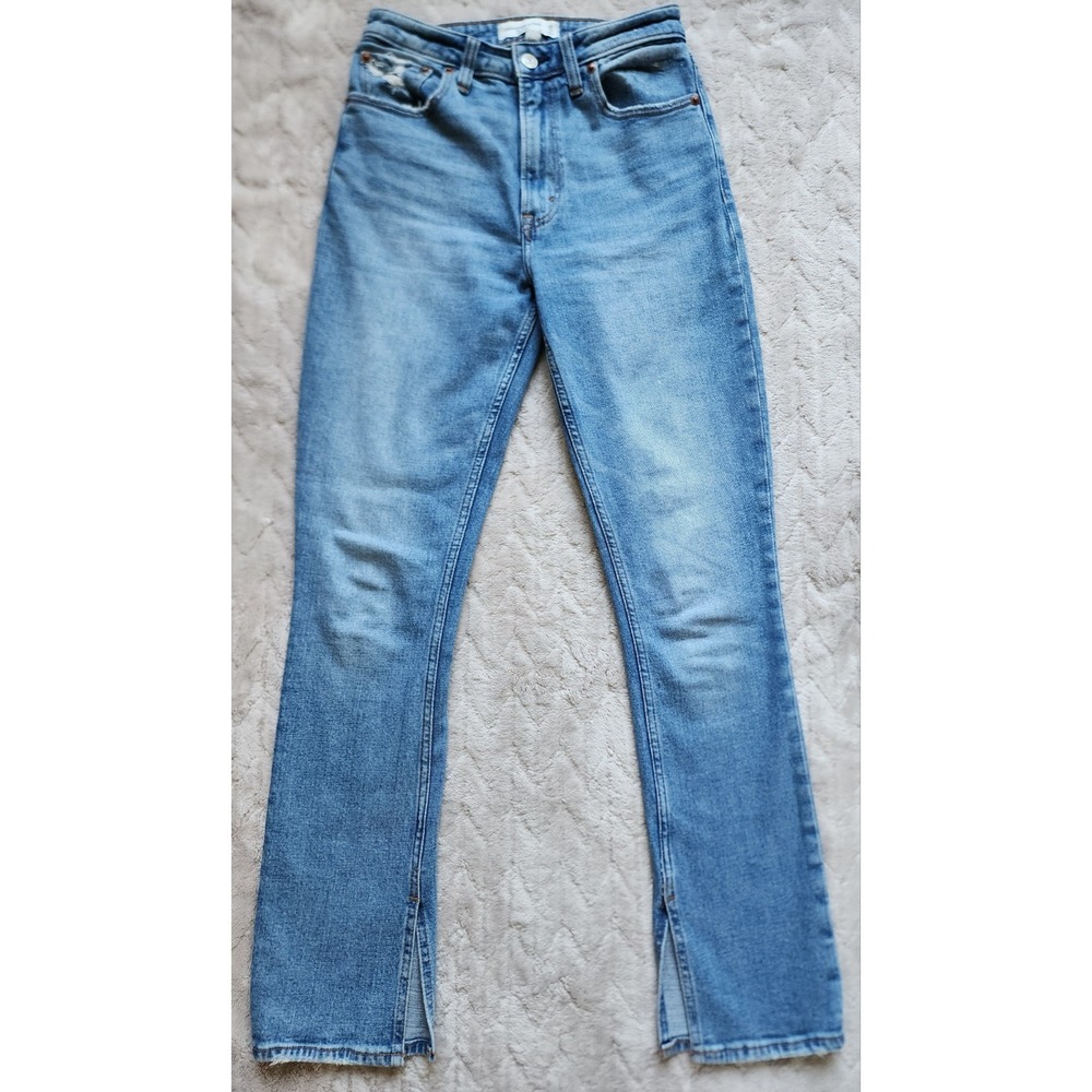 Abercrombie & Fitch Skinny High Rise Curve Love Jeans Blue 25/0s Slit Hem